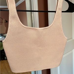 Babaton sculpt knit cropped tank pink